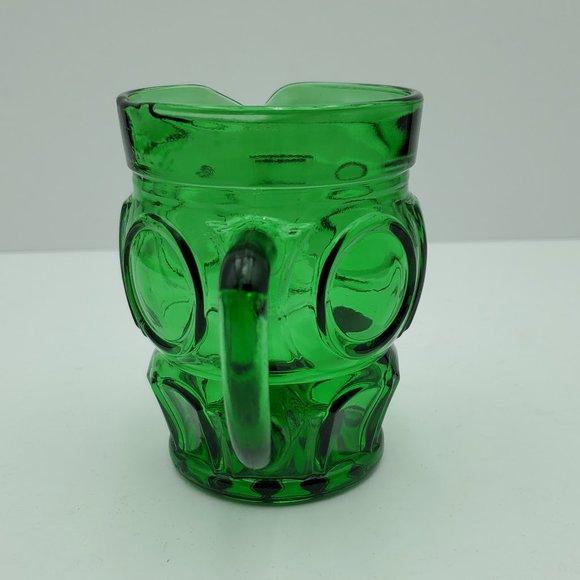 Wheaton Glass Emerald Green Bullseye Creamer Sugar Bowl with Lid Circles Panels - Picture 5 of 11